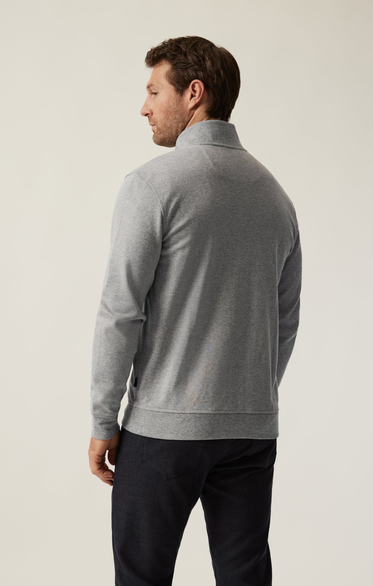 34 Heritage High Neck Zip-Up Grey Melange
