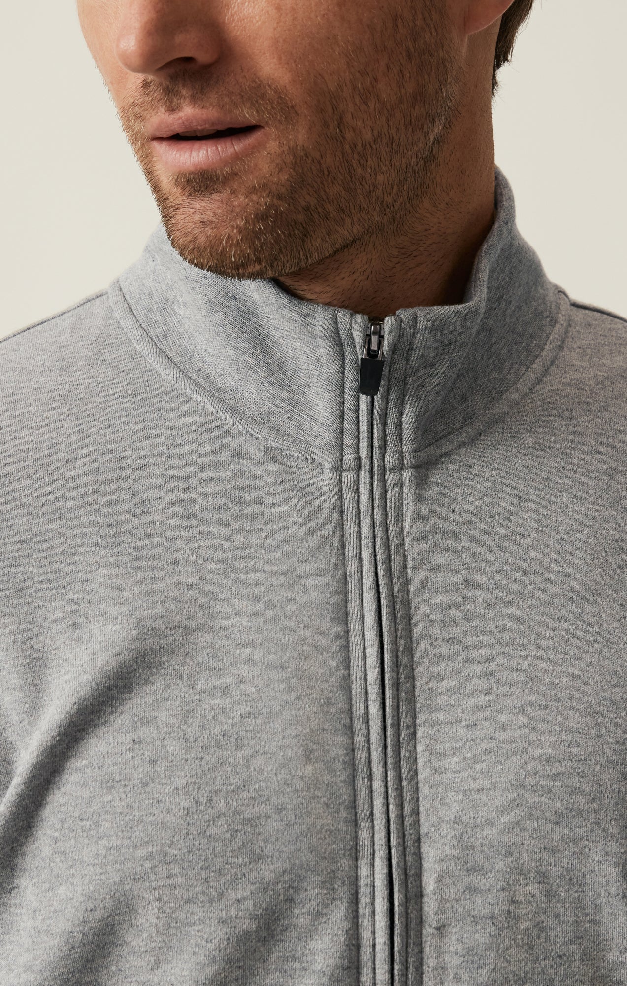 34 Heritage High Neck Zip-Up Grey Melange