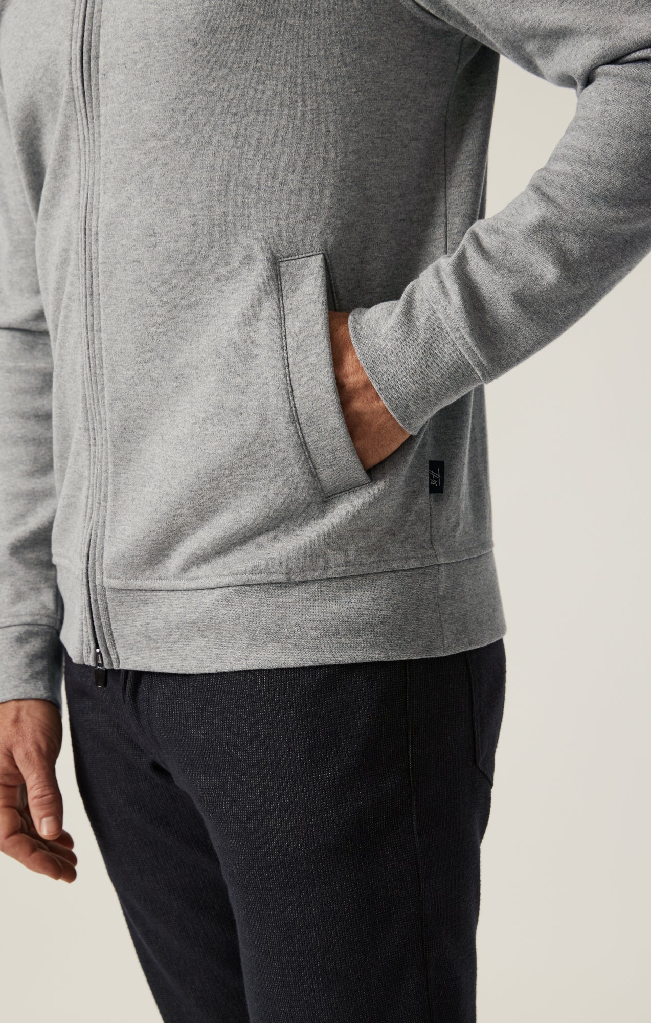34 Heritage High Neck Zip-Up Grey Melange
