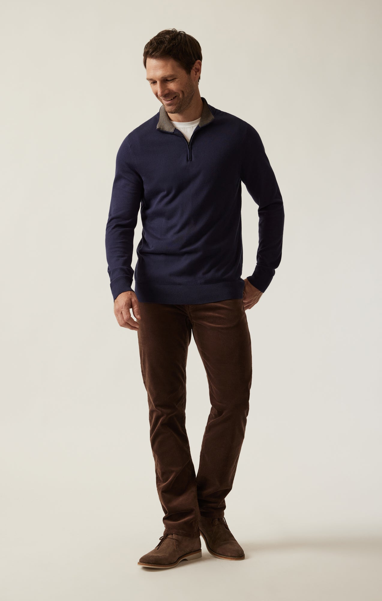 34 Heritage Quater Zip Sweater Navy