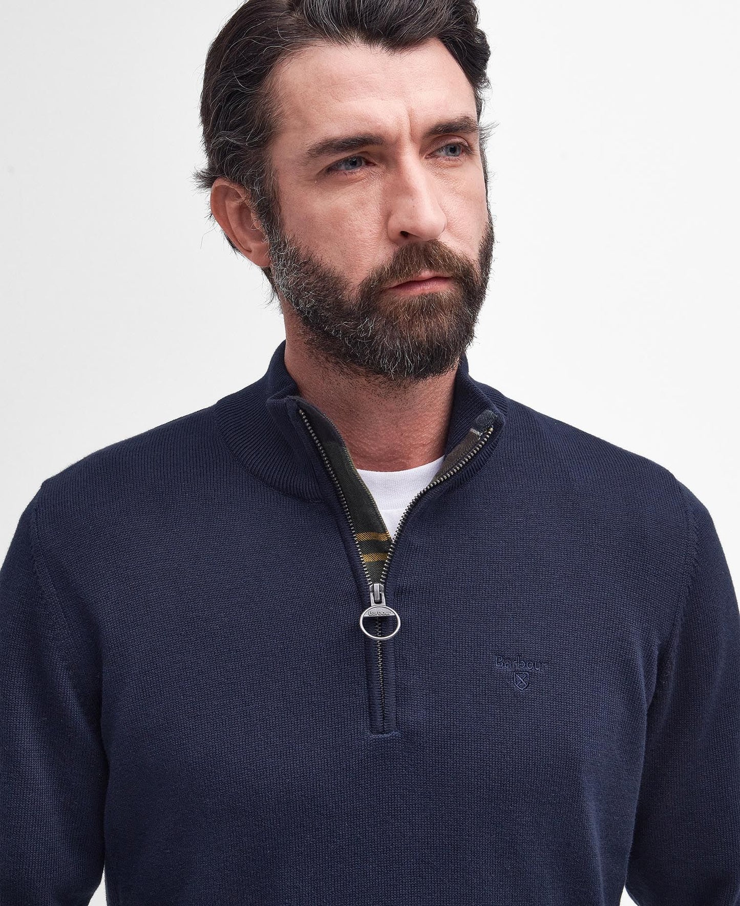 Barbour Cotton Half Zip Knitted Jumper Navy