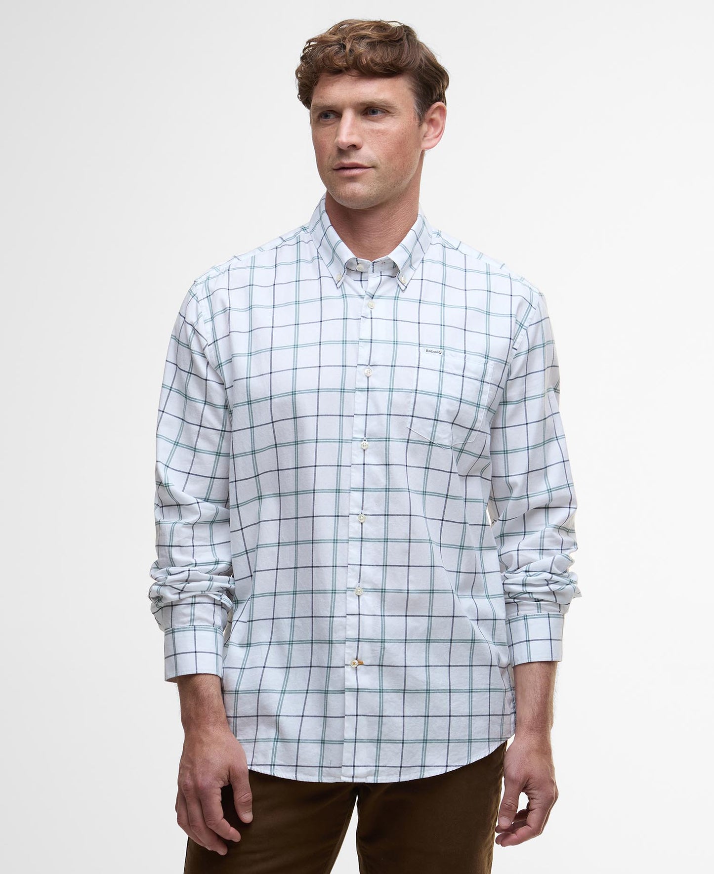 Barbour Deepfell Regular Tattersall Shirt Mallard Green