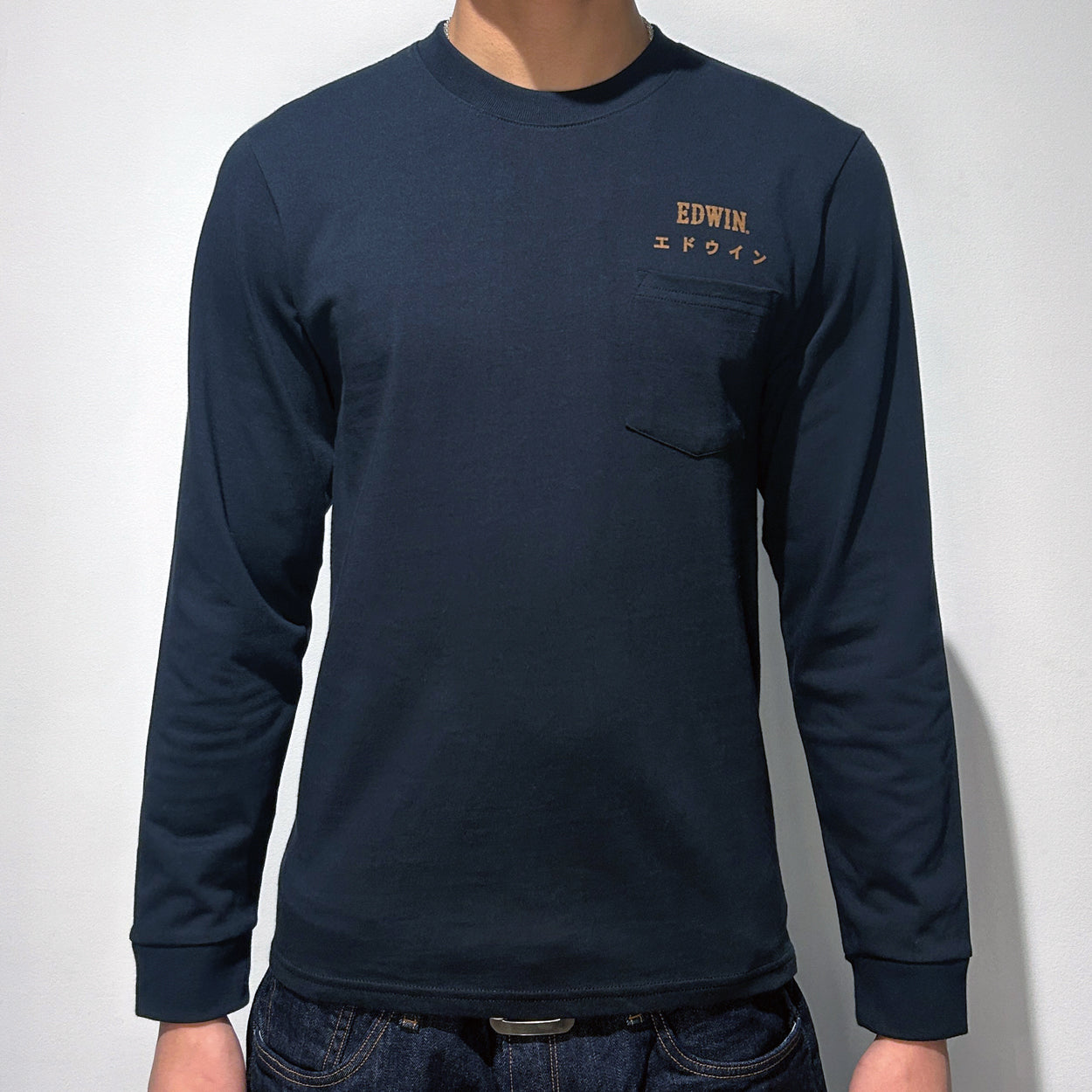 Edwin Long Sleeve Nippon Pocket Tee Navy