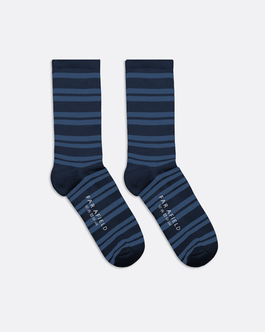 Far Afield Ribbed Stripe Socks Navy