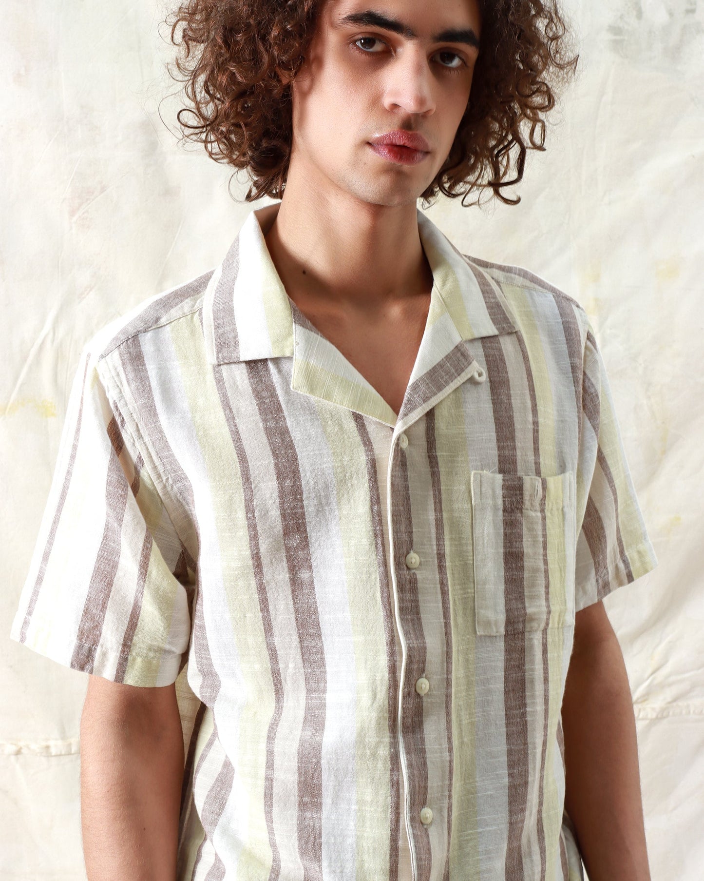 Far Afield Selleck Shirt Slub Stripe Dusk Yellow