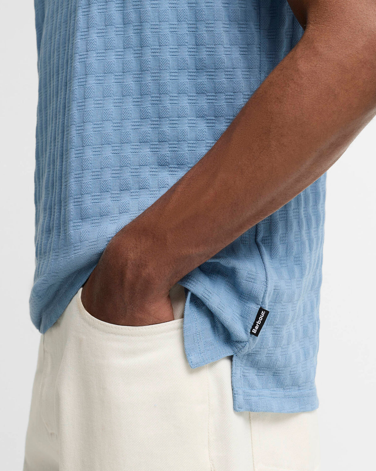 Barbour Faversham Tailored Textured Polo Shirt - Tarn Blue