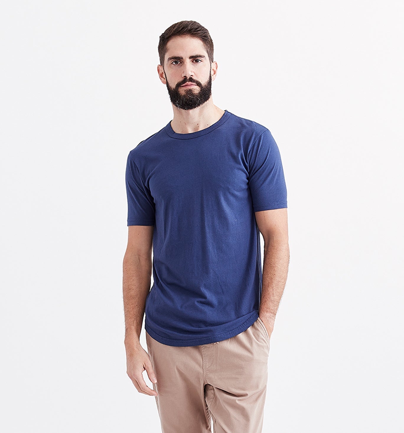 Goodlife Core SS Supima Scallop Crew Navy
