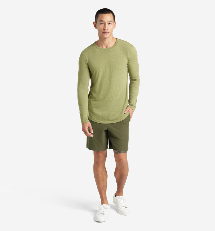 Goodlife Long Sleeve TriBlend Scallop Crew Mosstone