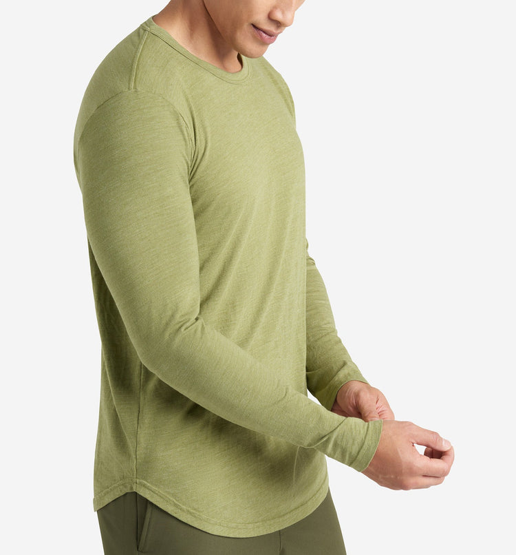 Goodlife Long Sleeve TriBlend Scallop Crew Mosstone