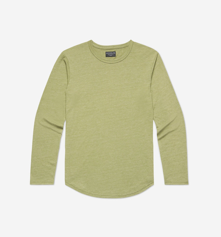 Goodlife Long Sleeve TriBlend Scallop Crew Mosstone