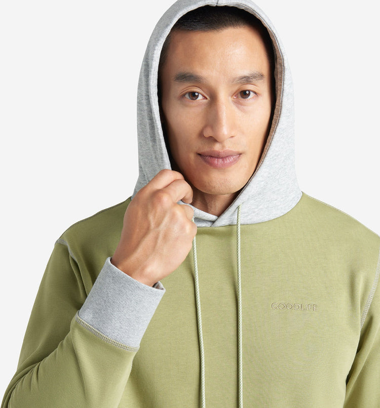 Goodlife Micro Terry Colour block Hoodie Mosstone