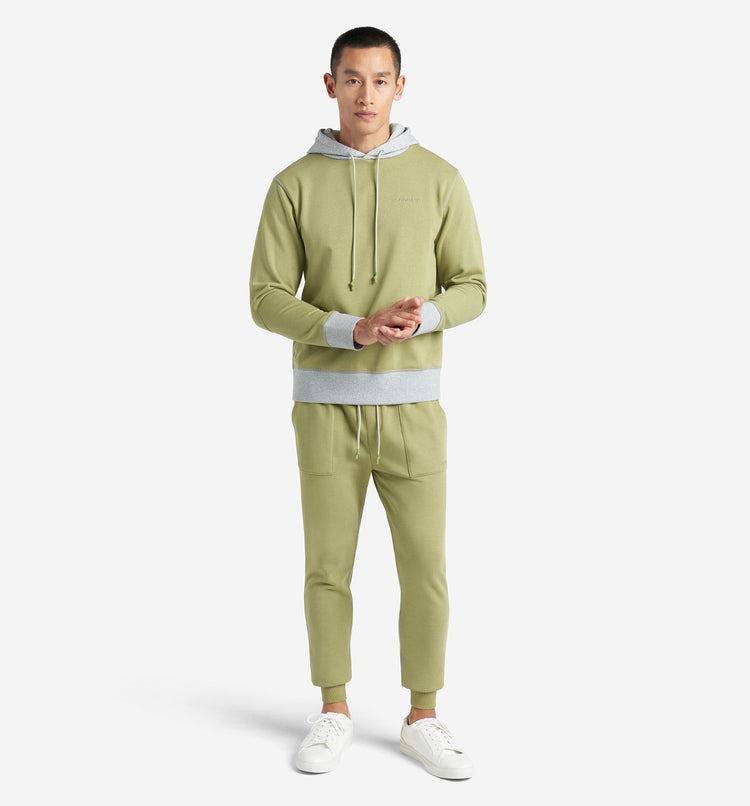 Goodlife Micro Terry Colour block Hoodie Mosstone