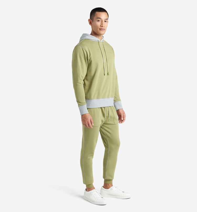 Goodlife Micro Terry Colour block Hoodie Mosstone