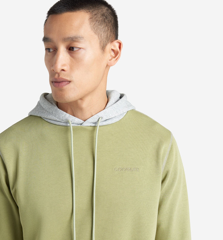 Goodlife Micro Terry Colour block Hoodie Mosstone