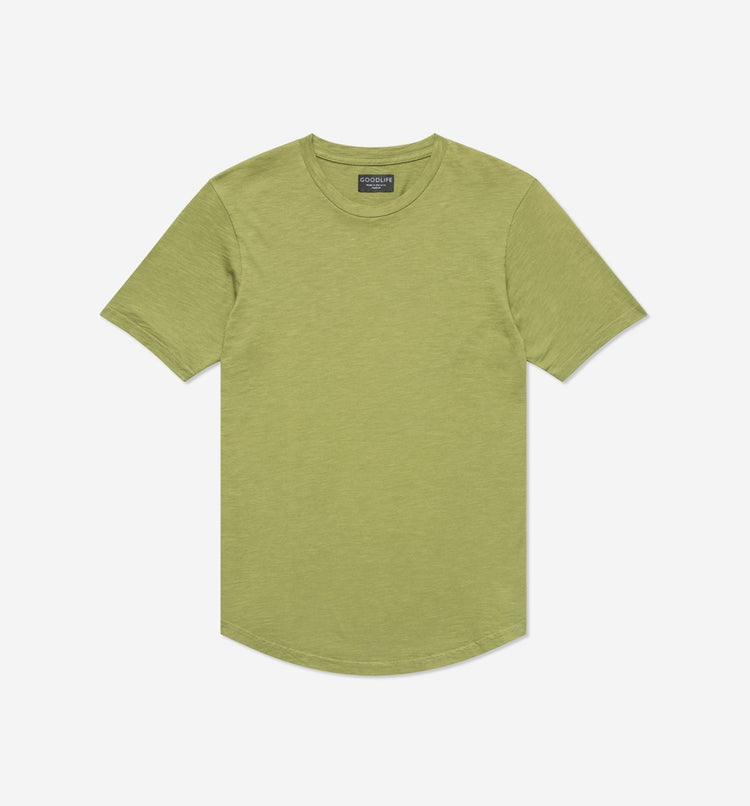 Goodlife Slub Scallop Crew Mosstone