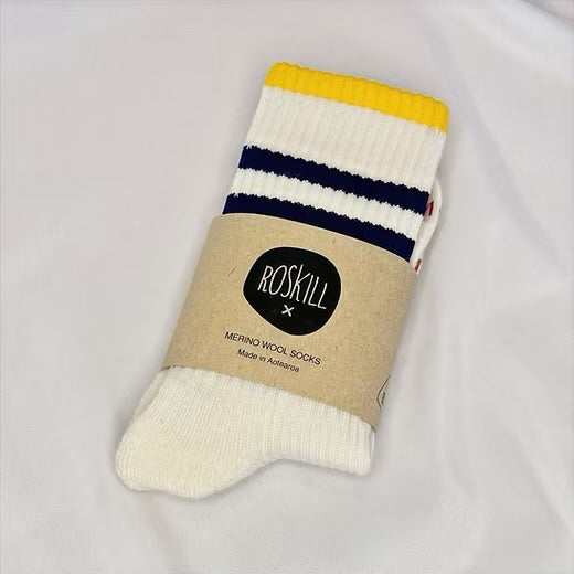 Roskill Merino Wool Socks Navy/Yellow