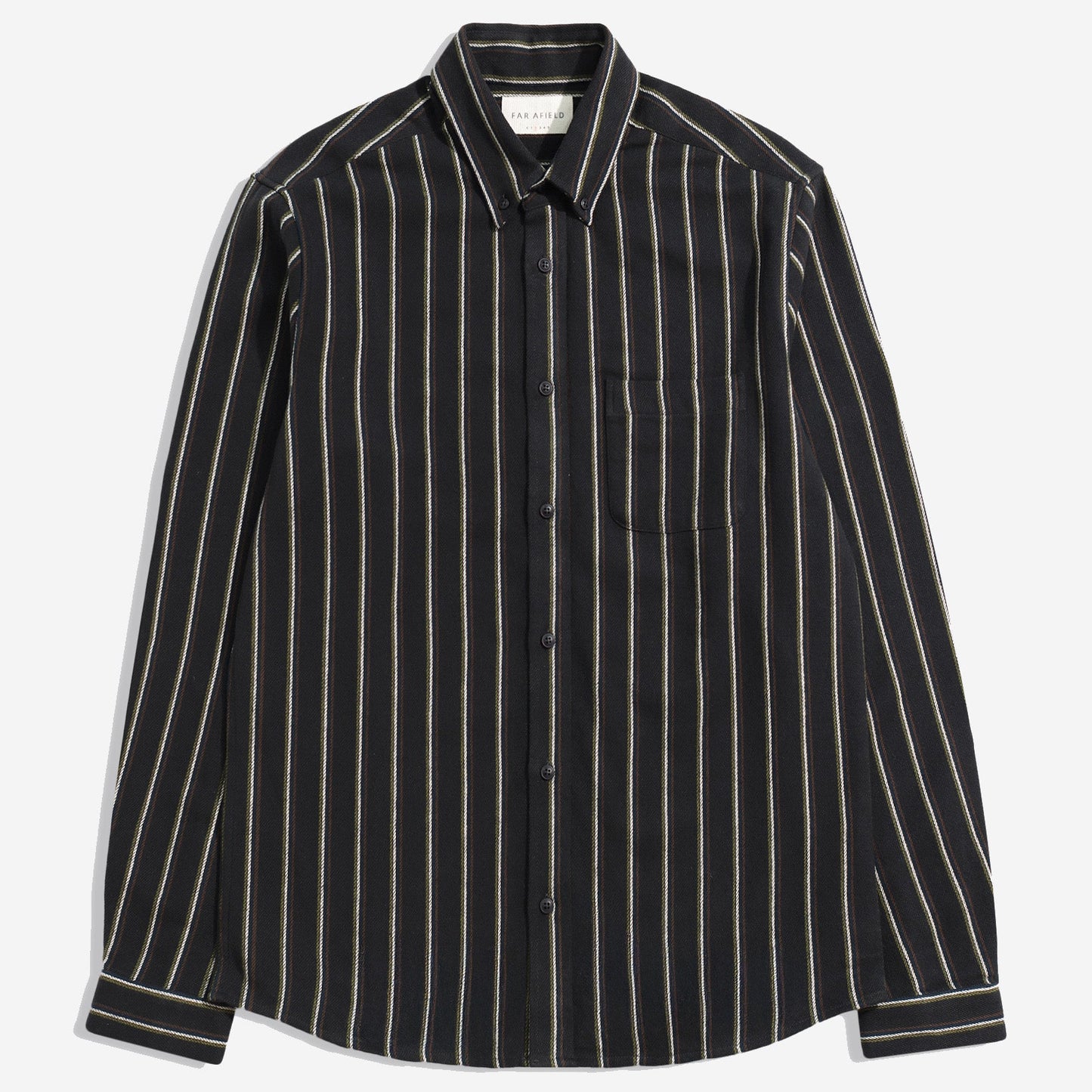 Far Afield Mod Brushed Kuki Stripe Shirt Grey/Multi