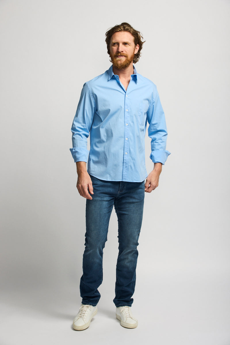 Easy Mondays Poplin Button up FW24 Washed blue