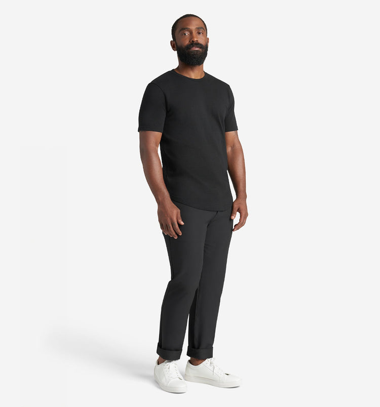 Goodlife Slub Scallop Crew Black