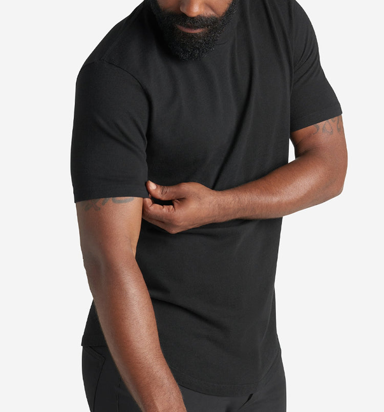 Goodlife Slub Scallop Crew Black