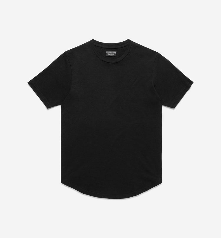 Goodlife Slub Scallop Crew Black