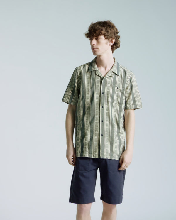 Far Afield Ltd Selleck Shirt - Stereo Stripe - Blue / Sand