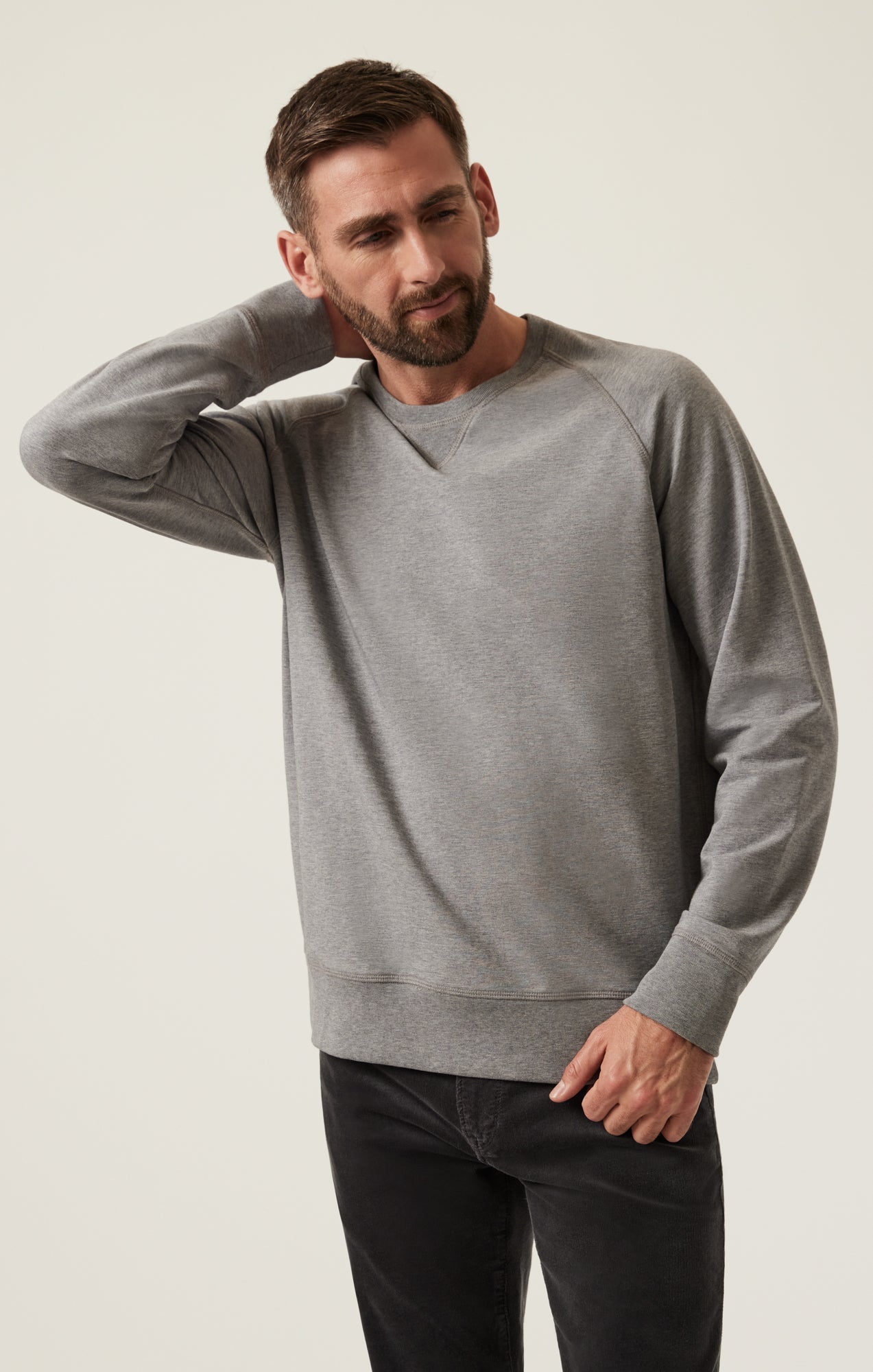 34 Heritage French Terry Crew Neck Sweatshirt Grey Melange