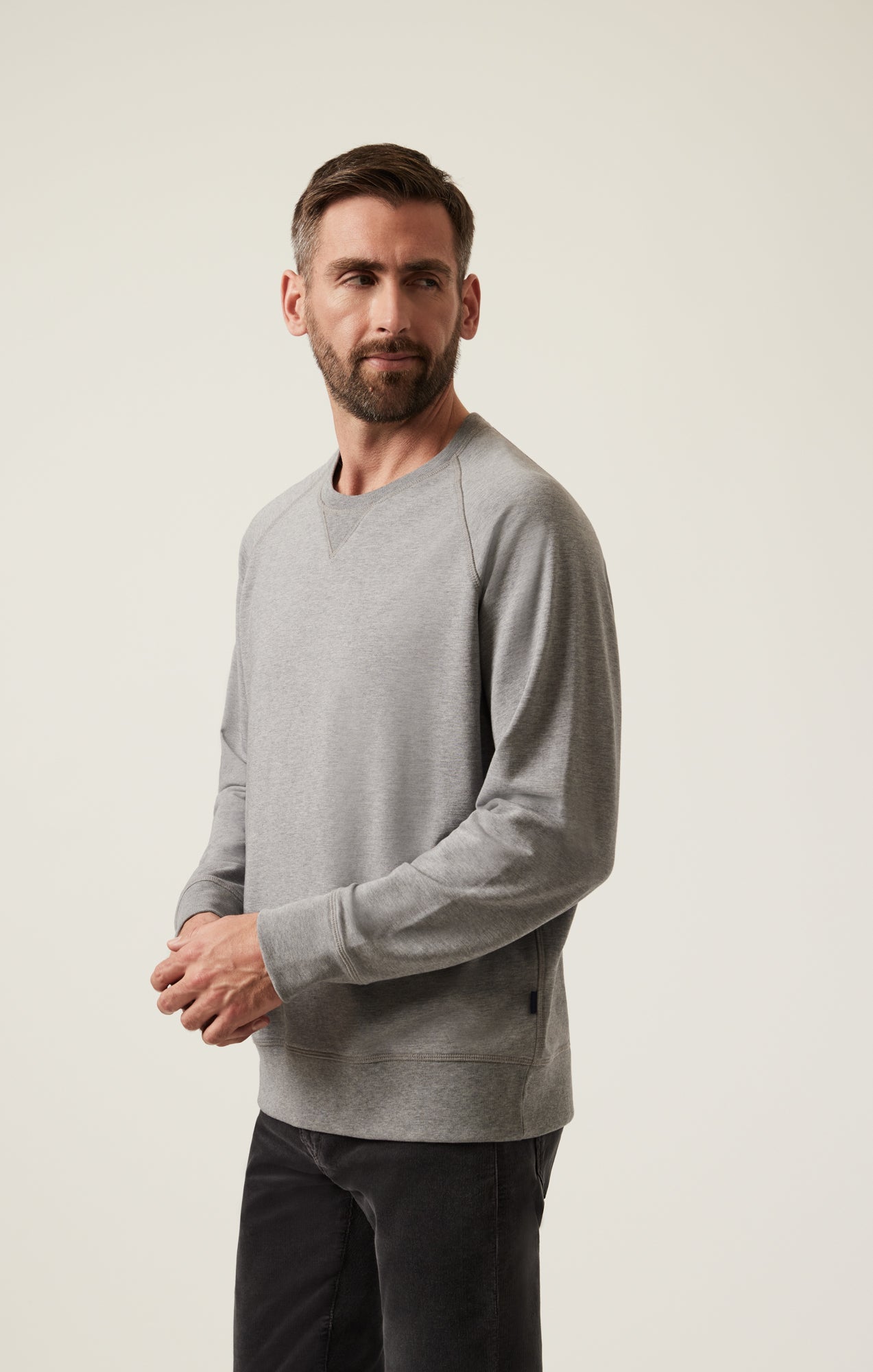 34 Heritage French Terry Crew Neck Sweatshirt Grey Melange