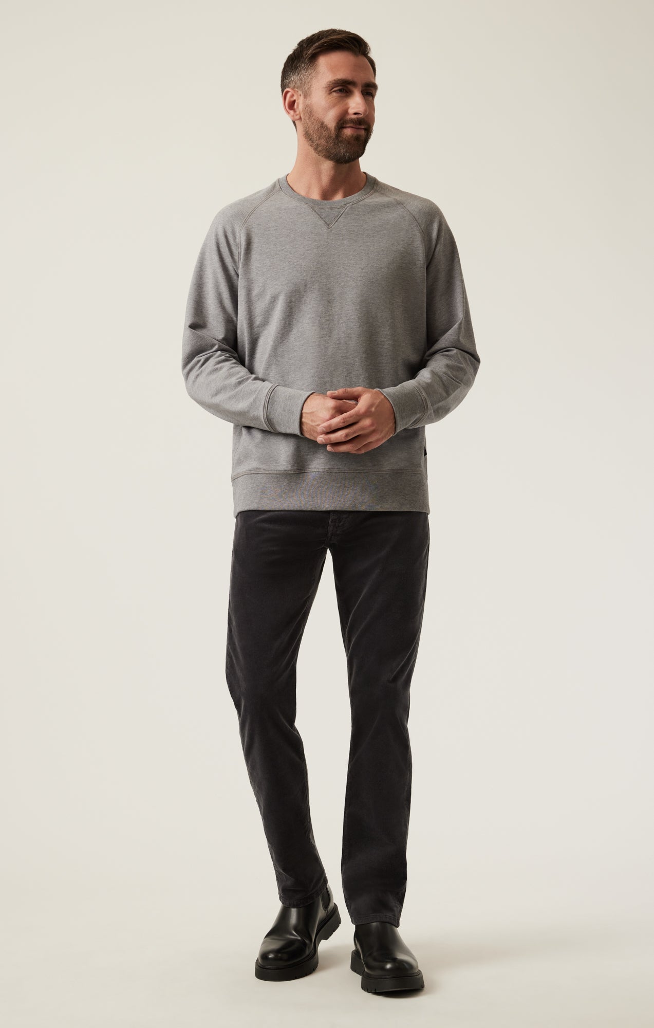 34 Heritage French Terry Crew Neck Sweatshirt Grey Melange