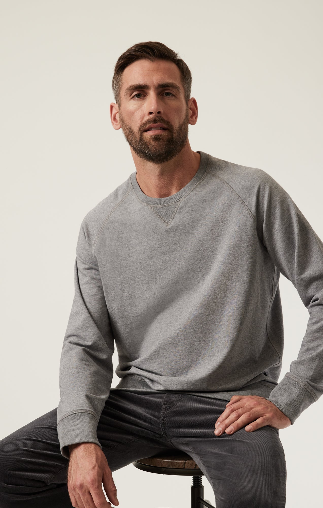34 Heritage French Terry Crew Neck Sweatshirt Grey Melange