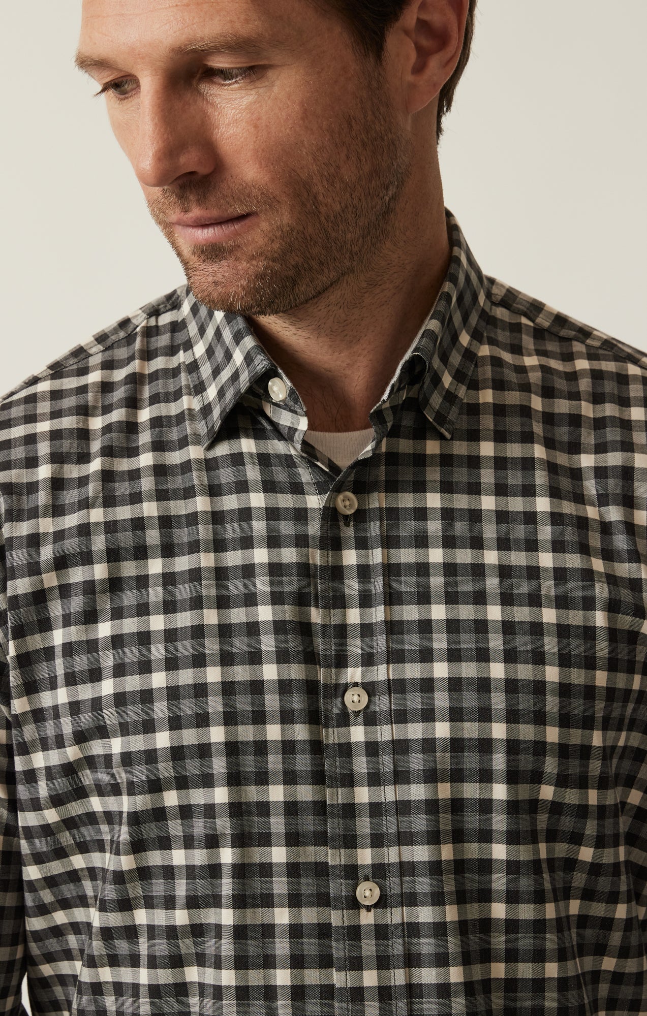 34 Heritage Gingham Shirt Grey Melange