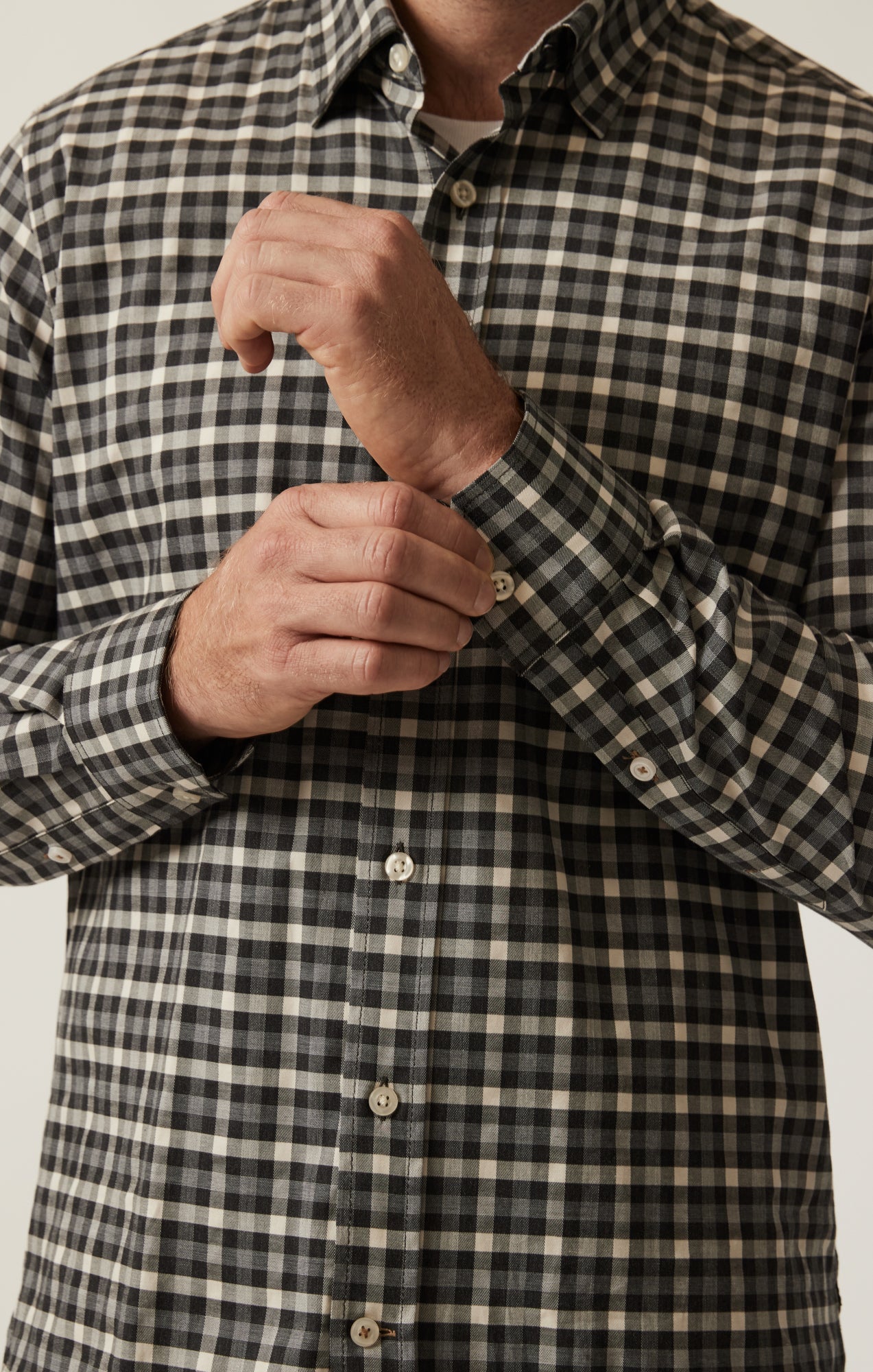 34 Heritage Gingham Shirt Grey Melange
