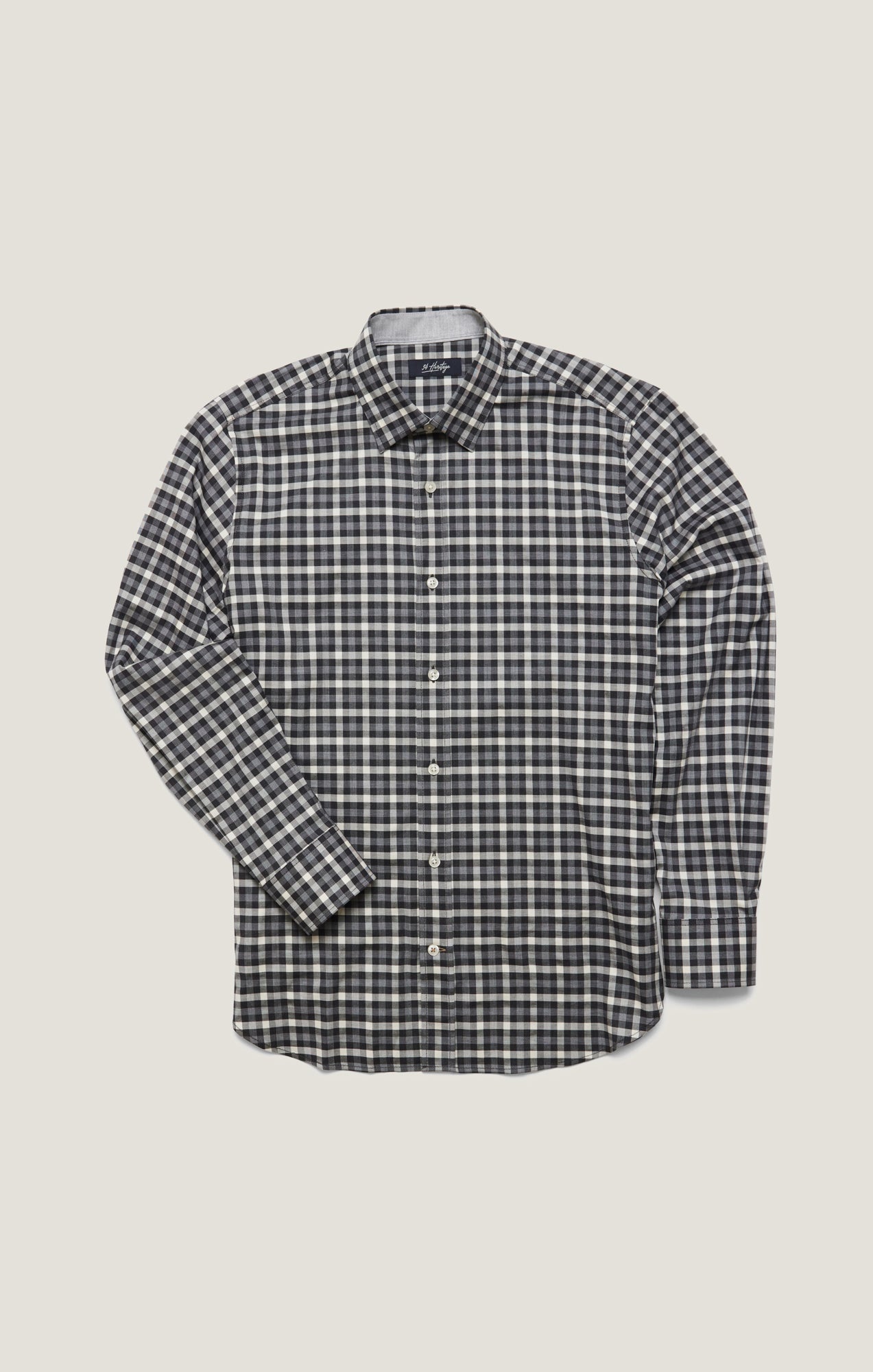 34 Heritage Gingham Shirt Grey Melange