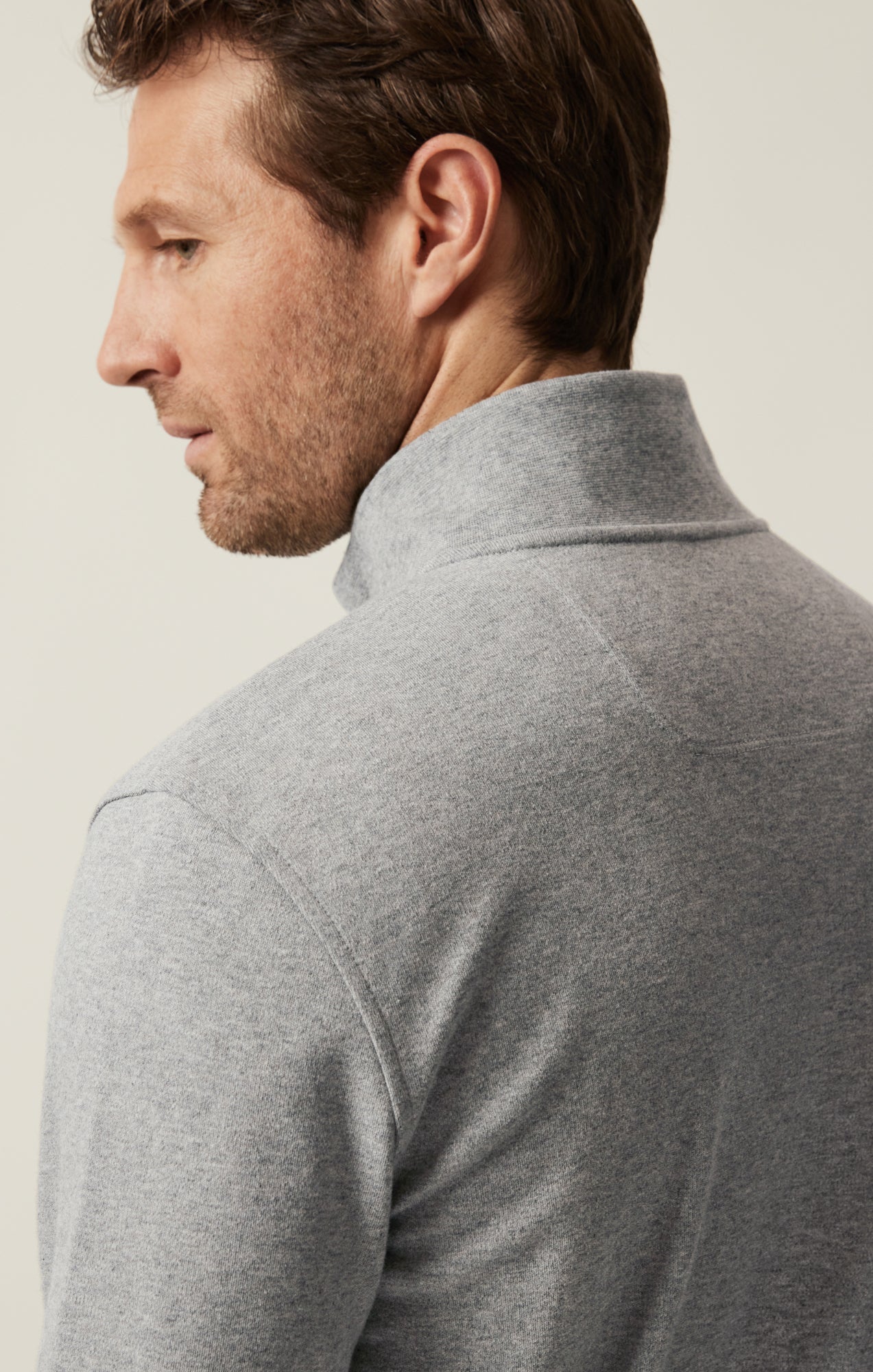34 Heritage High Neck Zip-Up Grey Melange