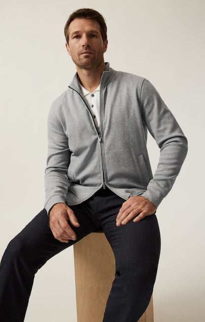 34 Heritage High Neck Zip-Up Grey Melange
