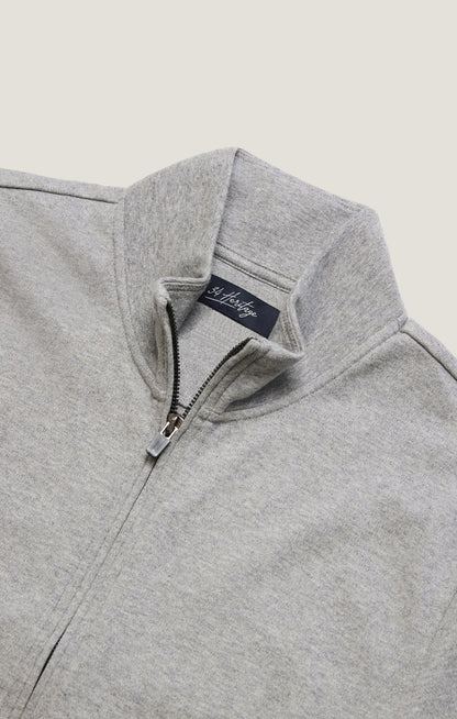 34 Heritage High Neck Zip-Up Grey Melange