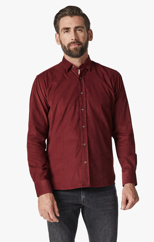 34 Heritage Micro Corduroy Shirt Bordeaux