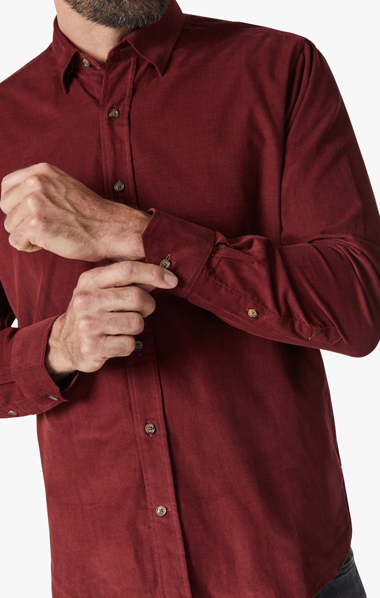 34 Heritage Micro Corduroy Shirt Bordeaux
