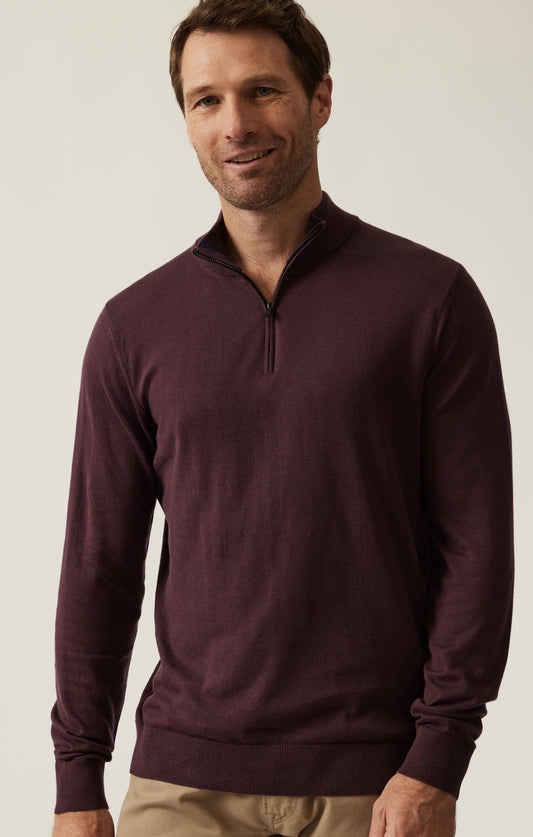 34 Heritage Quater Zip Sweater Burgundy