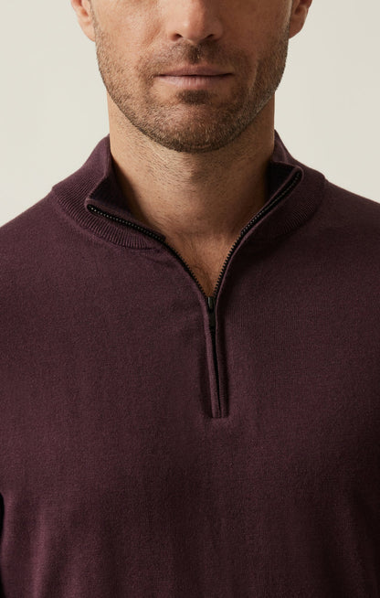34 Heritage Quater-Zip Sweater Burgundy