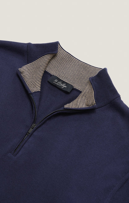 34 Heritage Quater Zip Sweater Navy