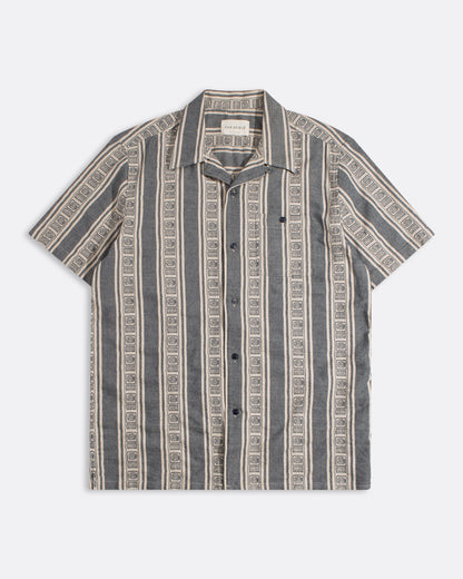 Far Afield Ltd Selleck Shirt - Stereo Stripe - Blue / Sand