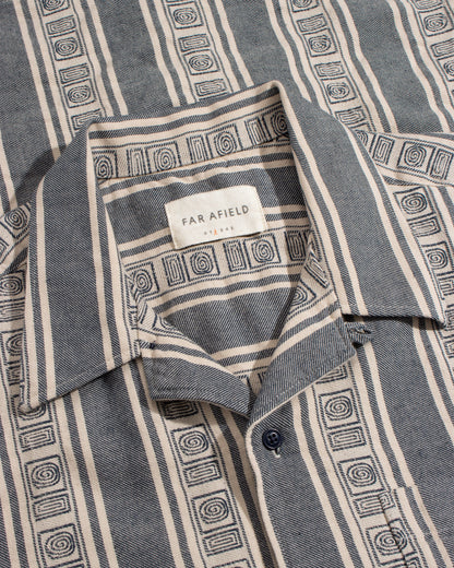 Far Afield Ltd Selleck Shirt - Stereo Stripe - Blue / Sand