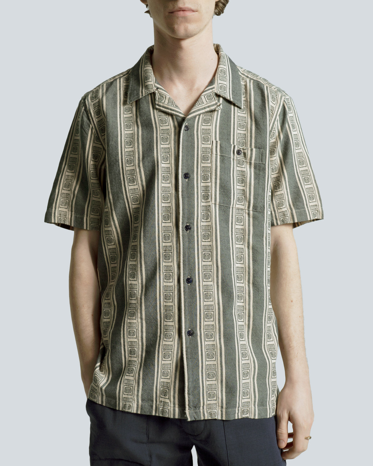 Far Afield Ltd Selleck Shirt - Stereo Stripe - Blue / Sand