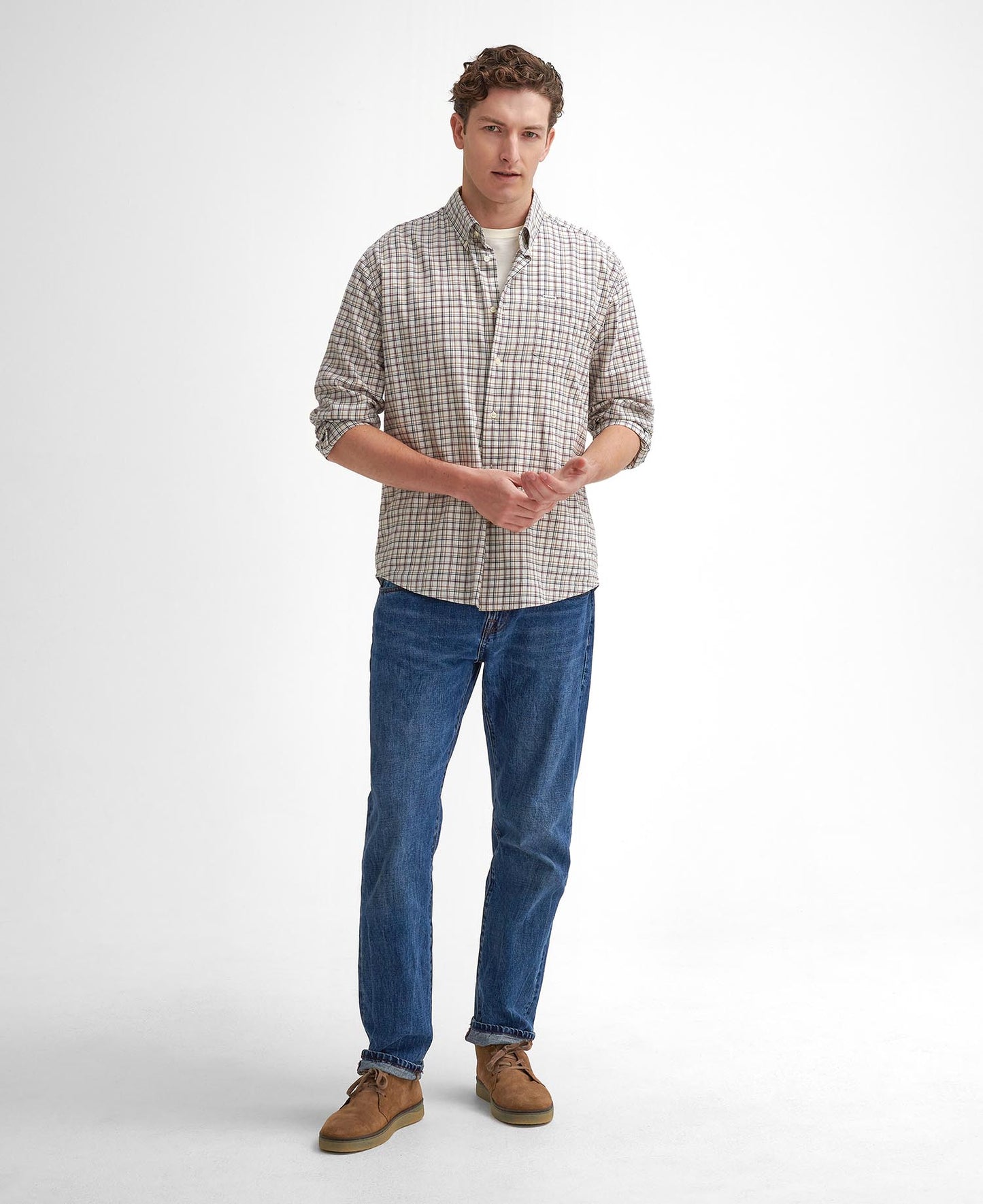 Barbour Deepfell Regular Tattersall Shirt Fired Brick