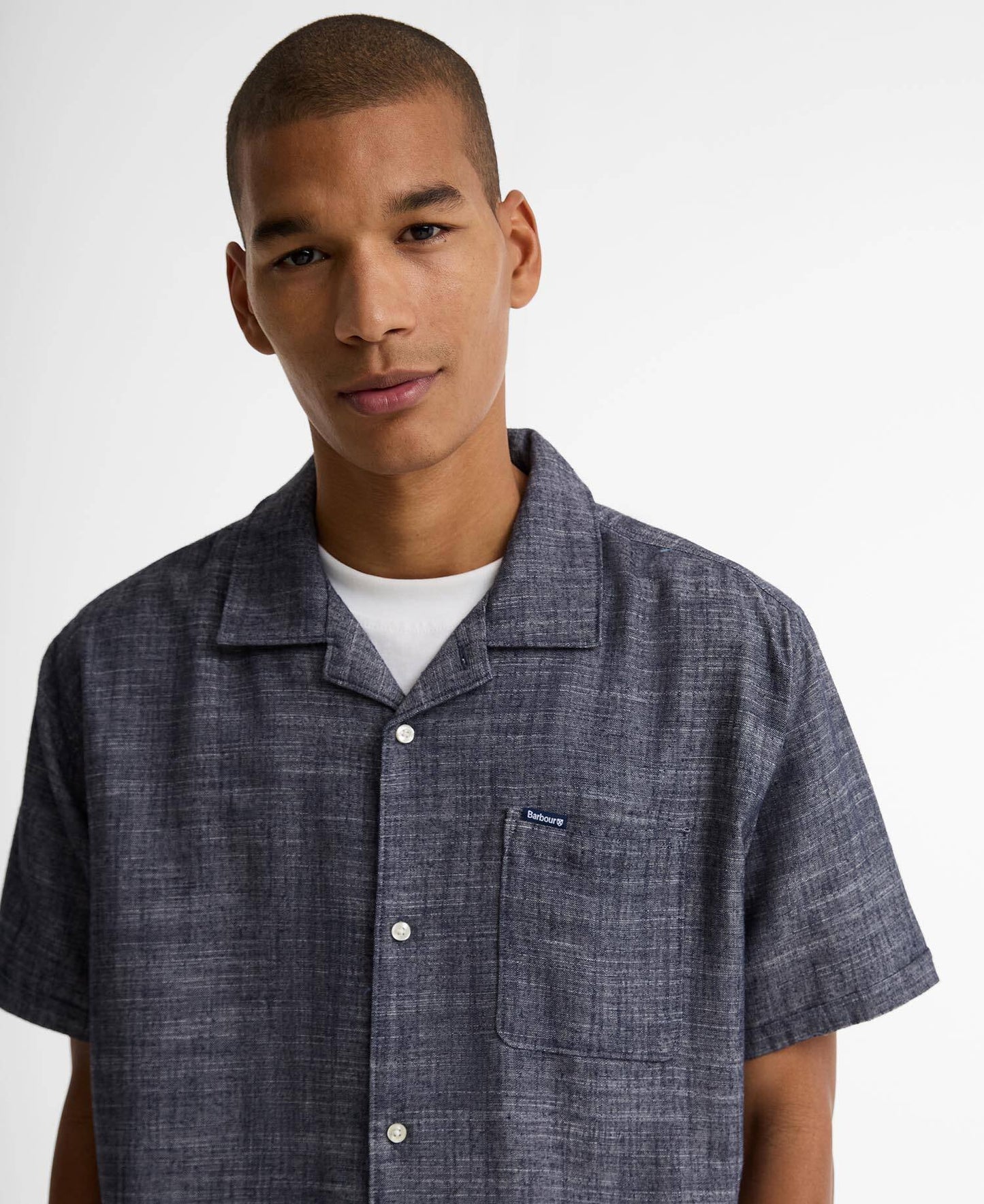Barbour Bowston Linen Blend Summer Shirt - Dark Navy