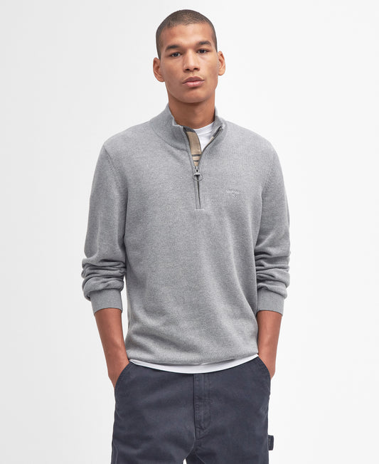 Barbour Cotton Half Zip Knitted Jumper Grey Marl