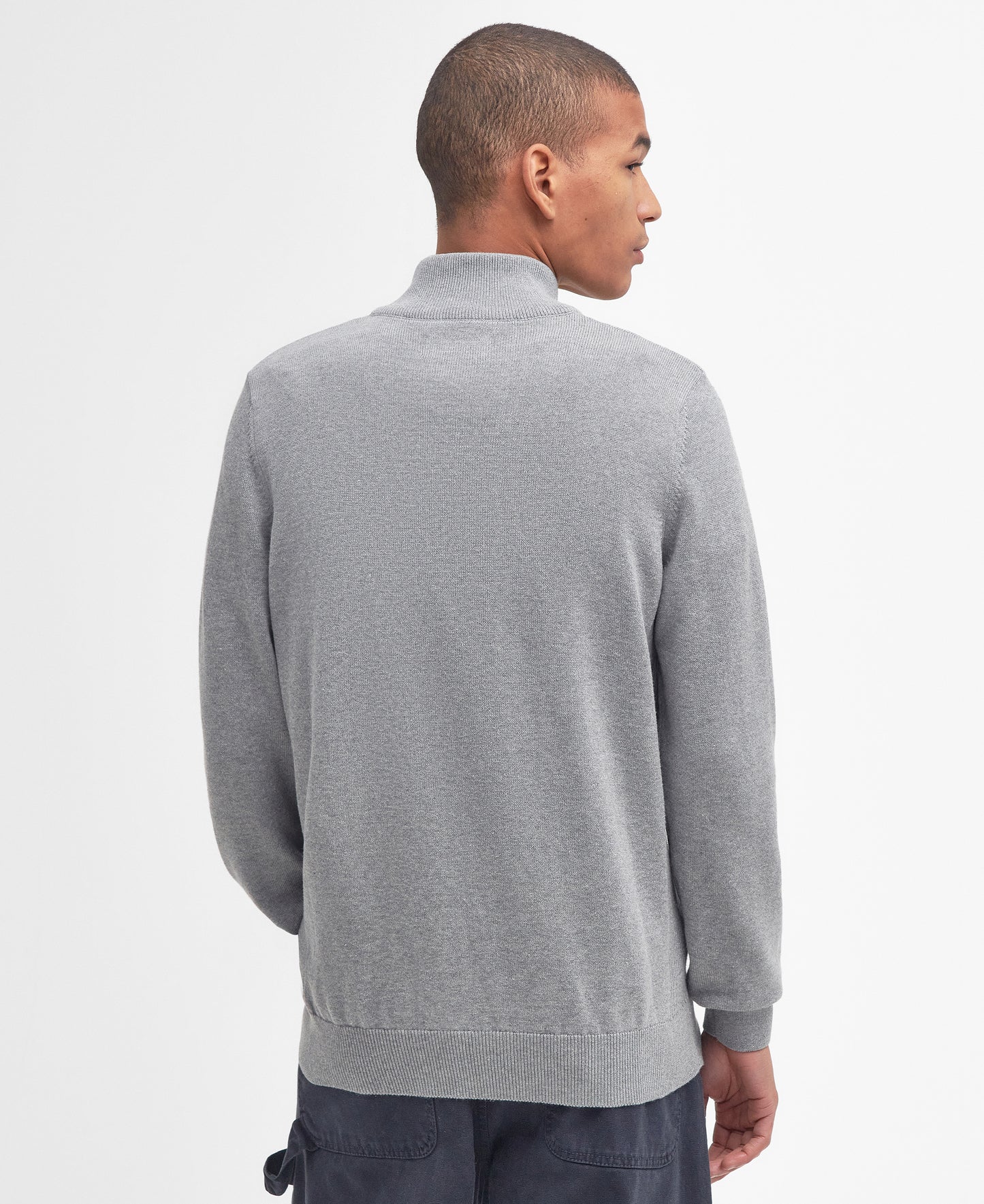Barbour Cotton Half Zip Knitted Jumper Grey Marl