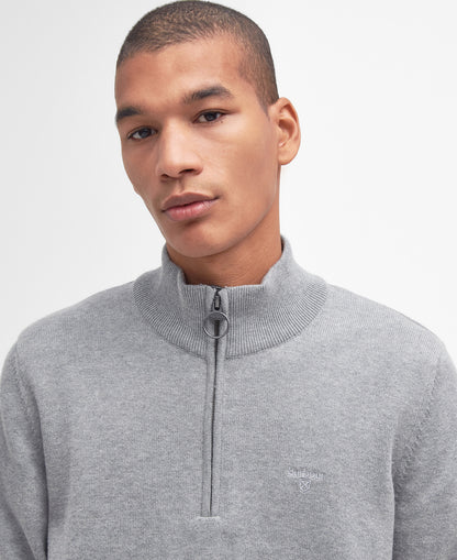 Barbour Cotton Half Zip Knitted Jumper Grey Marl