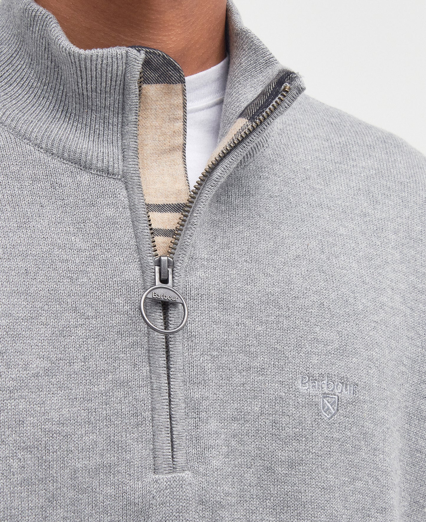 Barbour Cotton Half Zip Knitted Jumper Grey Marl